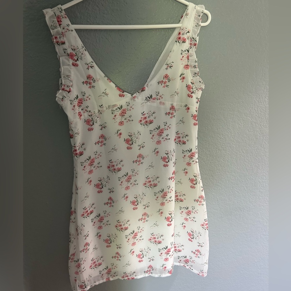 Juakoso Women Y2k Floral Print V-Neck Mini Dress